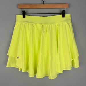 Lululemon Court Rival High Rise Skirt Womens 12 Yellow Neon Tennis Skort Lined